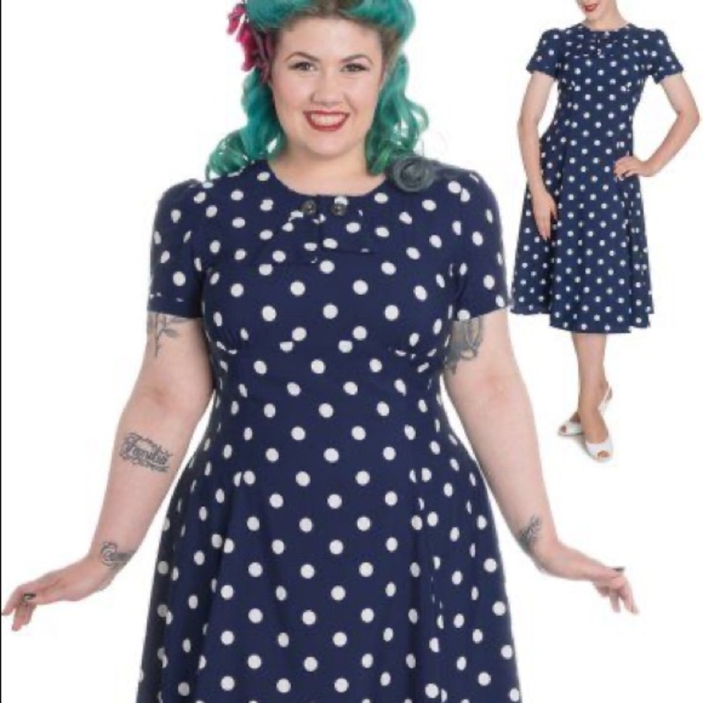 ON HOLD Hell Bunny Madden in Navy Dots